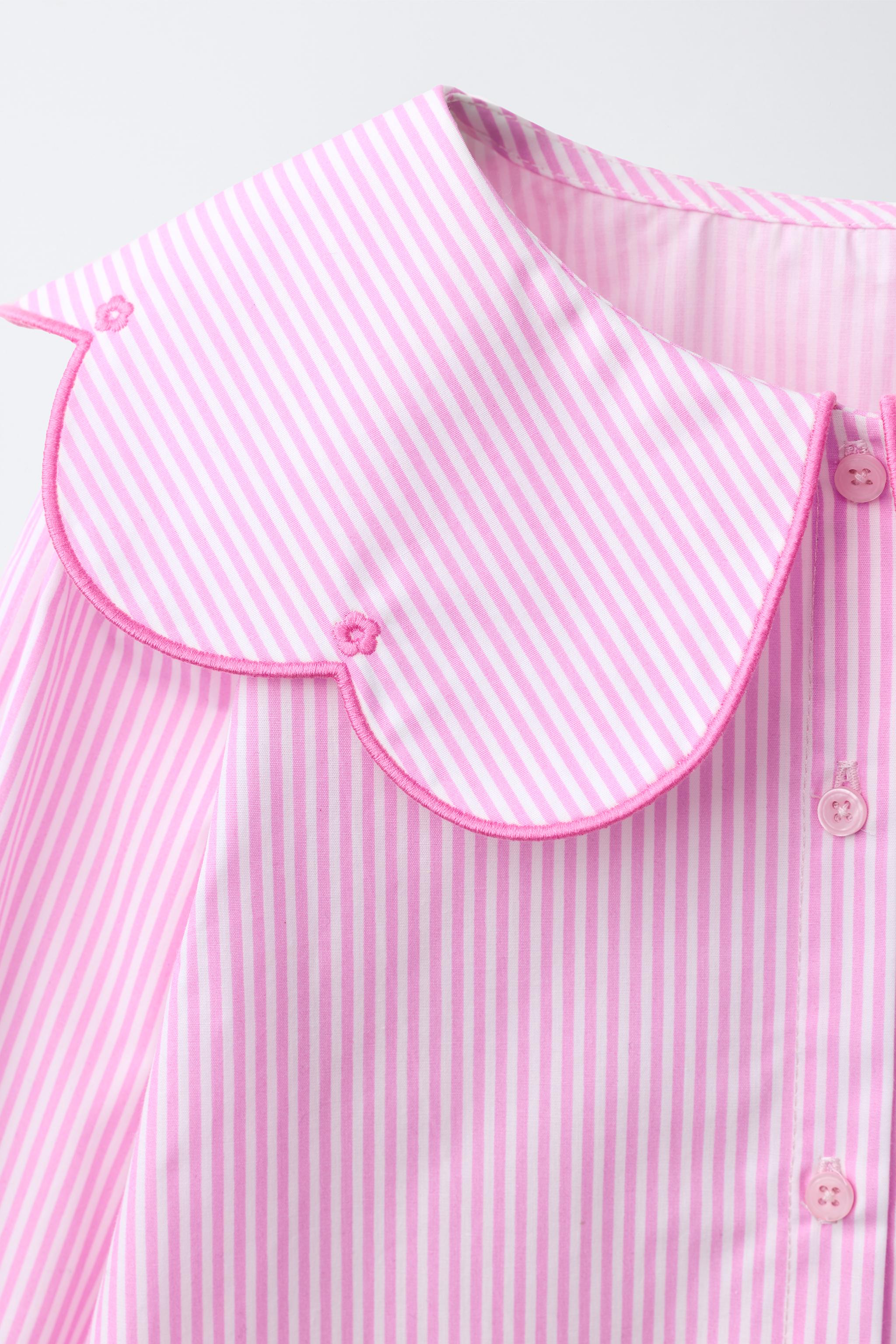 CHEMISE À RAYURES COL BRODÉ
